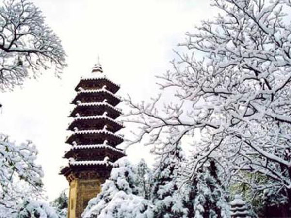 潭柘寺：落雪入禅音　　古寺听禅音，净雪化凡尘。下雪的时候找一个古禅院，把生活的步子放慢几天，与僧人们一起打扫一下庭院前松树上簌簌落下的雪，可以把心灵和四肢都回归到最简单的方式中去。北京郊区最适合赏雪的古寺当属潭柘寺，一来距离市区不远，只有40多公里；二来这里是千年古刹，寺里古树参天、佛塔林立，落雪的时候环境非常清幽。