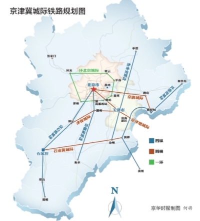 京津冀拟建24条城际线 核心城市打造1小时交通圈