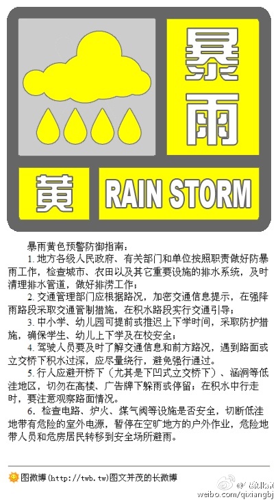 北京暴雨预警由蓝色提升至黄色 提醒市民注意