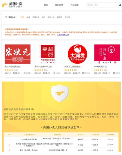 北京三大外卖平台设违规商户公示栏已下线数千家违规餐饮店