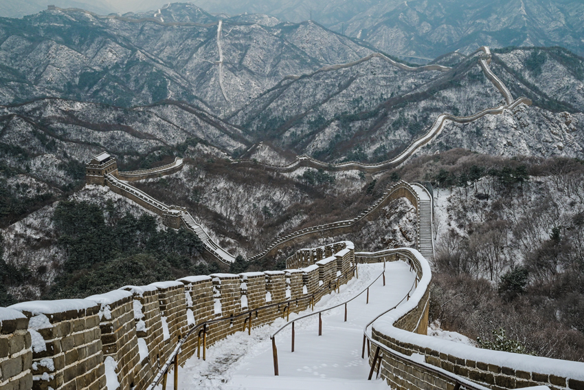八达岭长城雪景。（八达岭长城景区供图）