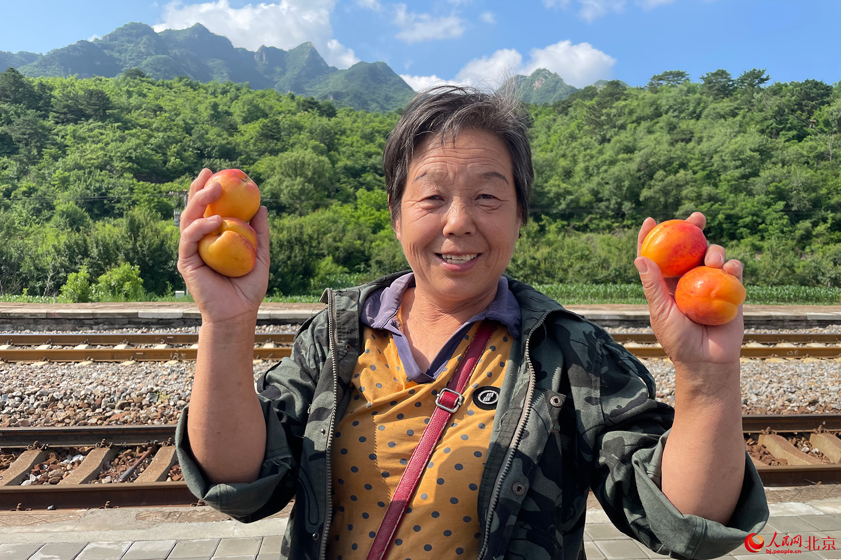 果农向记者展示自己种的山杏。人民网记者 尹星云摄